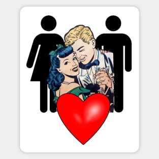 Blond boy's red heart with brunette girlfriend Magnet